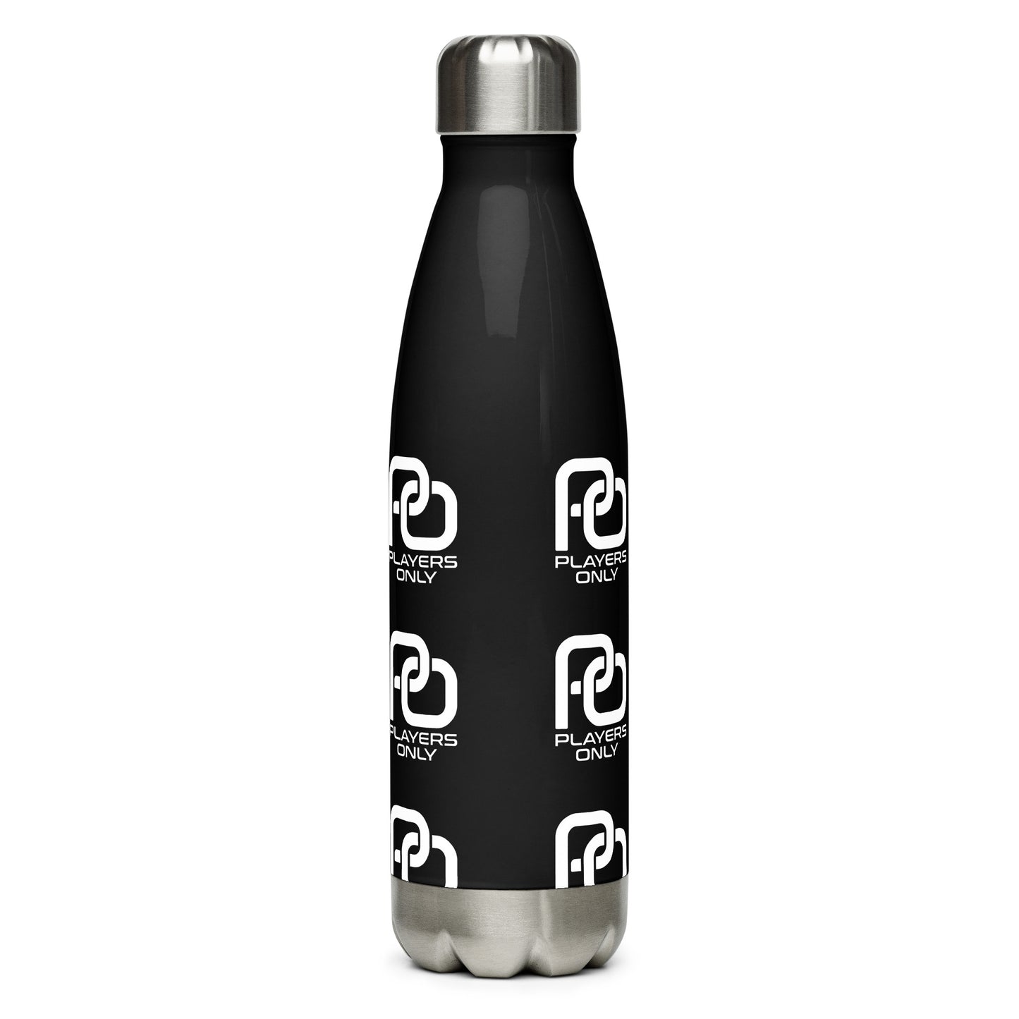 Players Only Logo On Black Stainless Steel Water Bottle