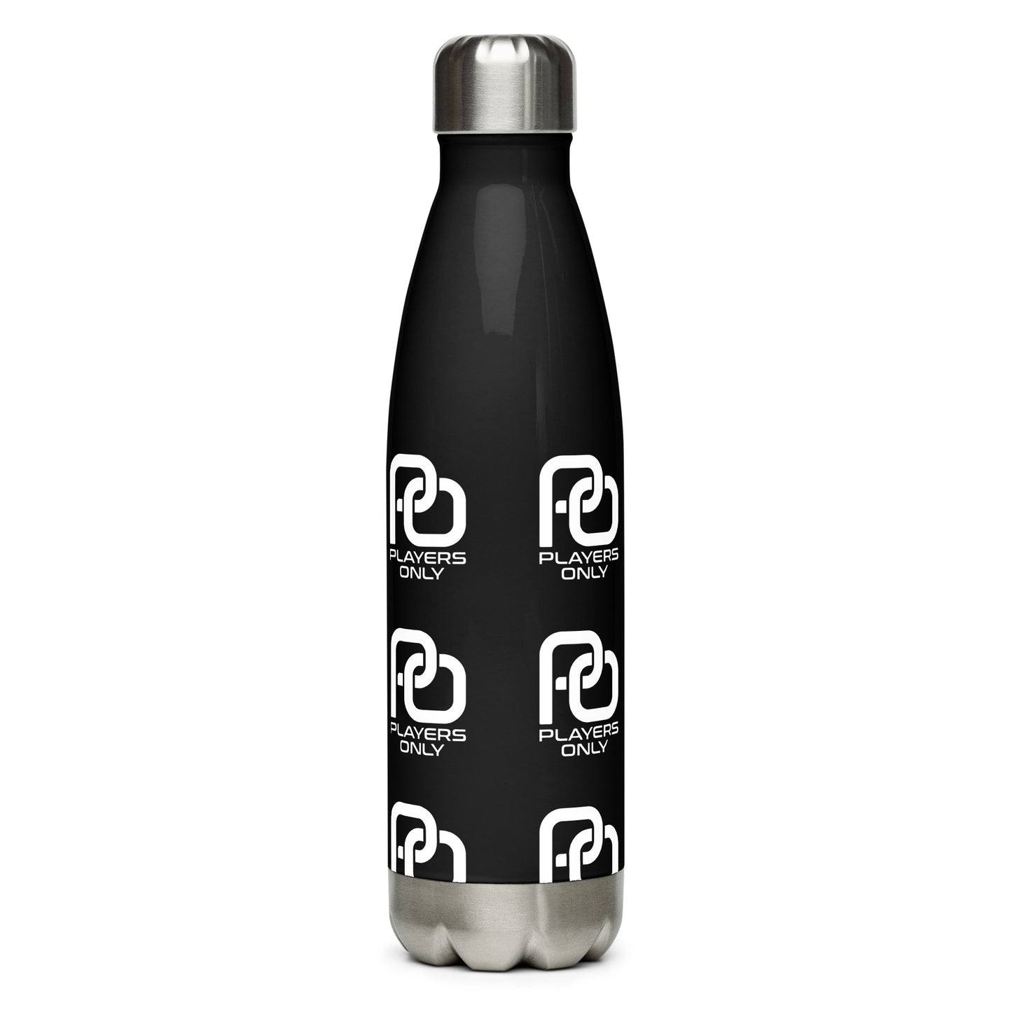 Players Only Logo On Black Stainless Steel Water Bottle