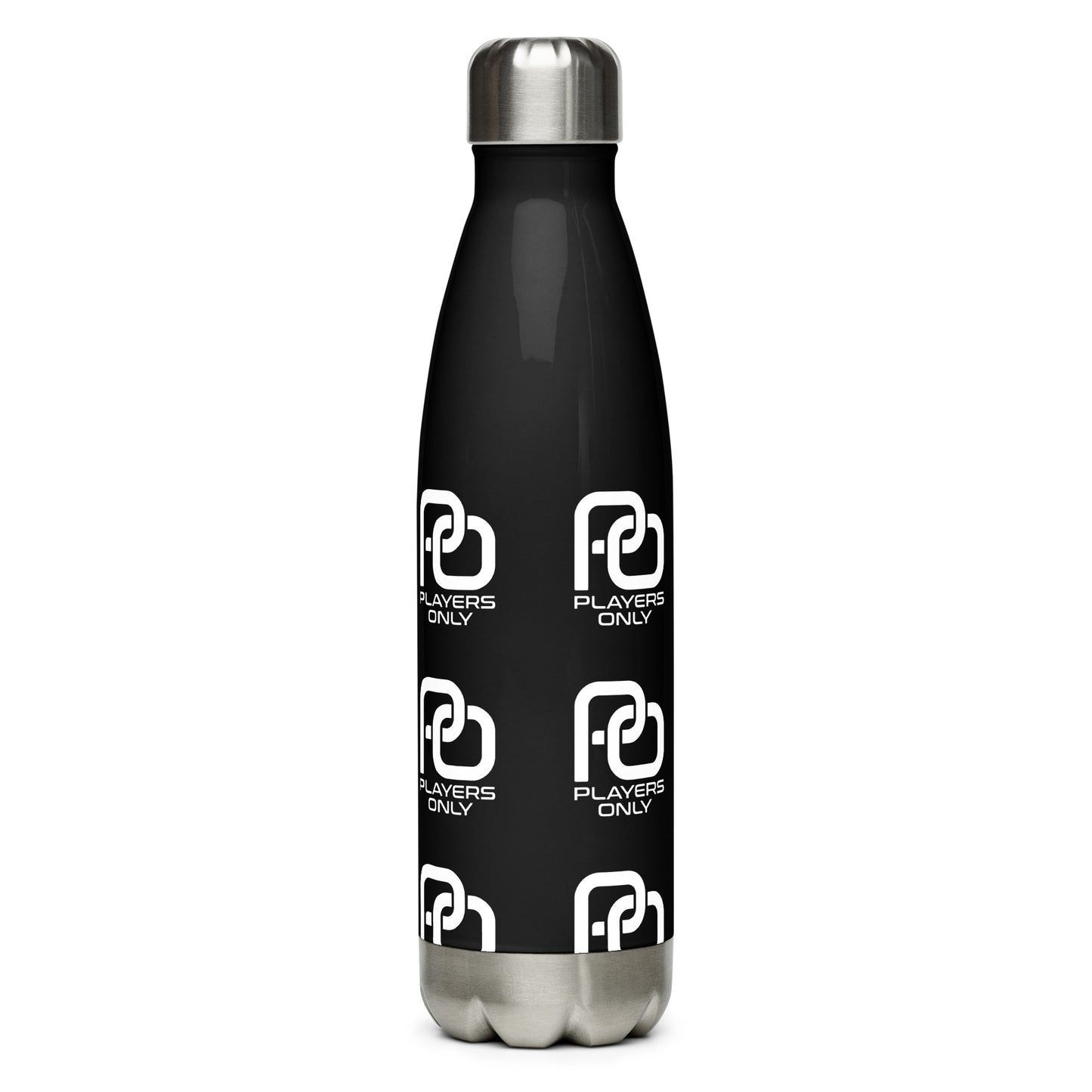 Players Only Logo On Black Stainless Steel Water Bottle