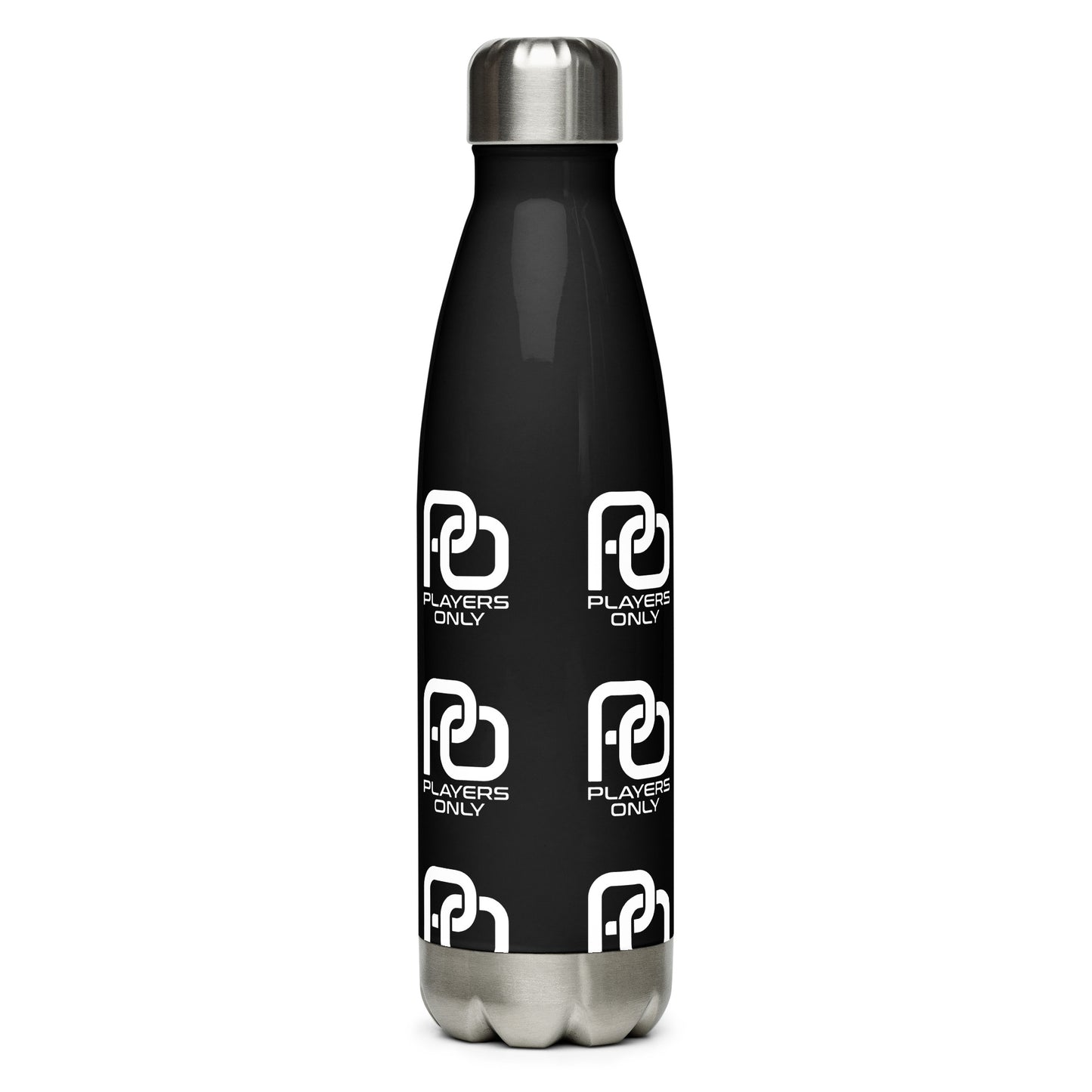 Players Only Logo On Black Stainless Steel Water Bottle