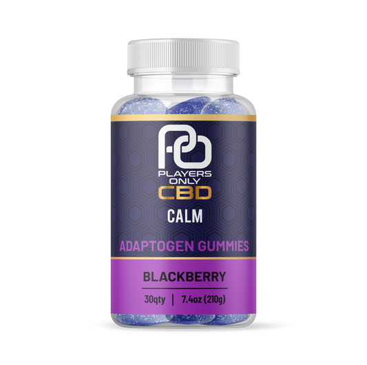 Players Only 30ct Bottle of Blackberry Calm Adaptogen Gummies Front View