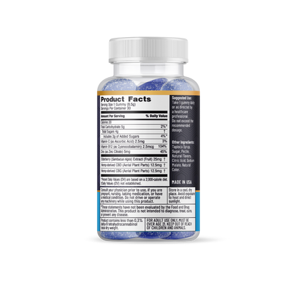 Players Only 30ct Bottle of Mixed Berry Antioxidant Hemp Gummies Back View 